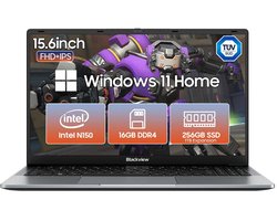 Blackview AceBook 6 Laptop - 15,6 inch Full HD - 16 GB RAM - 256 GB SSD Intel N150 - Windows 11 Notebook - UHD Graphics - Grijs