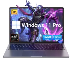 Blackview GamiBook 8 Gaming Laptop - 16 inch Full HD - 16 GB RAM - 512 GB SSD - AMD Ryzen™ 7 7735HS - Tot 4,75 GHz - WiFi 6 - Windows 11 Pro Notebook - UHD Graphics - Grijs