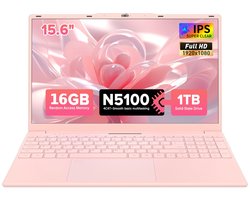 Laptop 15,6 inch, 16 GB DDR4, 1 TB SSD, Intel N5100 (tot 2,80 GHz), notebook met vingerafdruksensor, verlicht toetsenbord, dubbele luidsprekers, HDMI, laptop voor studenten en kantoor