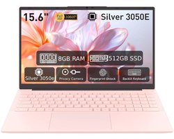 Laptop 15,6 inch, 16 GB DDR4, 512 GB SSD, Dual-Core 3050E (tot 2,80 GHz), notebook met vingerafdruksensor, verlicht toetsenbord, dubbele luidsprekers, HDMI, laptop voor studenten en kantoor