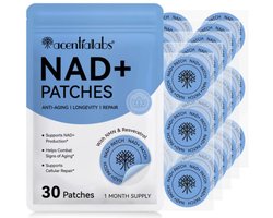 Acentialabs NAD+ Patches – Ondersteunt Energie, Celherstel & Anti-Aging – Met NMN, Resveratrol & NAC – 30 Stuks