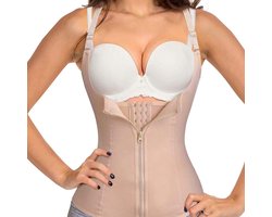 Body Shaper Dames – Vrouwen Body Shaper – Waist Trainer Korset met Schouderbandjes – Zelfbevestigend – Maat S – beige