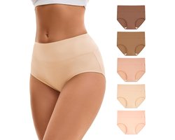 Hoge Taille Slip voor Dames - Zachte Katoenen Onderbroeken, Verpakking van 6 Stuks