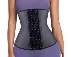 Latex tailletrainer voor vrouwen - verstelbare hourglass shapewear - dubbele compressie - postpartum herstelriem - met stalen baleinen - sportcorset - zwart - maat XL