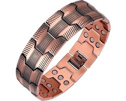 OUYLAF Magnetische Armband van Koper - Armband - armband dames - armband heren - Verstelbaar - Verstelbaar, Stijlvol & Helpt bij Balans, Stress en Vermoeidheid - Antieke armband van rood koper