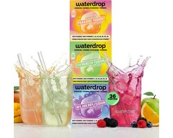 waterdrop® Fruit Fusion collectie- Drink Poeder – 36 Water Cubes voor Drinken – Multi Vitamine met Vitamine C – Suikervrij Water Smaak, Lage Calorieën & Vegan – Perfect voor Water Drinken Dagelijks