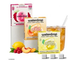 waterdrop® Microdrink Ice Tea Set - 36 bruistabletten - suikervrij smaakmaker - Perzik, Citroen, Framboos - met echte thee