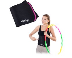 zweetband buik - 90 cm - neopreen - fitness - zwart-roze