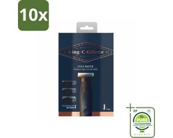 10 x King C. Gillette - Stoppelbaardtrimmer - Style Master - Met 3 Navulmesjes - Grootverpakking - Baardtrimmer - Stoppelbaardtrimmer - Draadloze Trimmer - Baardstyling - Baardonderhoud