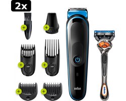 2x Braun MGK3245 7in1 Trimset Zwart/Blauw