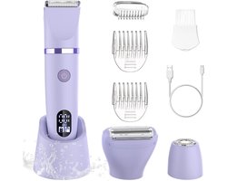 3-in-1 Ladyshave voor Vrouwen – Elektrisch Scheerapparaat – Bikinitrimmer - Gezichts- en Lichaamshaarverwijdering Met Opzetstukken – USB oplaadbare Ladyshaves met LCD Display