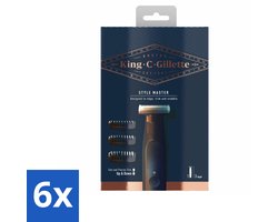 6 x King C. Gillette - Stoppelbaardtrimmer - Style Master - Met 3 Navulmesjes - Baardtrimmer - Stoppelbaardtrimmer - Draadloze Trimmer - Baardstyling - Baardonderhoud