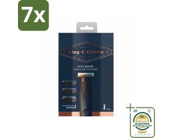 7 x King C. Gillette - Stoppelbaardtrimmer - Style Master - Met 3 Navulmesjes - Grootverpakking - Stoppelbaardtrimmer - Barttrimmer - Draadloze Trimmer - 4D Mes - Kammen Instellen
