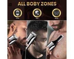 Baardtrimmer, 6-in-1 elektrische scheerapparaat, scheermes, trimmer, neushaartrimmer, lichaamshaartrimmer, tondeuse, baardtrimmer, met verwisselbare opzetstukken