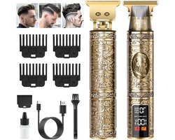 Baardtrimmer Professionele T-blade Tondeuse voor Heren - Scheerapparaat voor Gezichts- en Hoofdhaar - Contouren Haartrimmer met Geleidingskammen - Type C Opladen Baardtrimmer