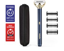 BaByliss X-Blade Super-X Metal Series 2-in-1 Scheerapparaat en Baardtrimmer OT992E - Navy & Gold Edition - Japans Stalen Mes - 100% Waterdicht - Perfect voor Onderweg