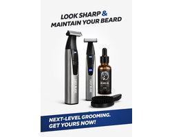 Barnie Cosmetics® Easy Blade - Barber Kwaliteit - Incl. Luxe baardolie en baard bostel - Draadloos - Waterdicht - Instelbare Lengte - Voor mannen - Stil
