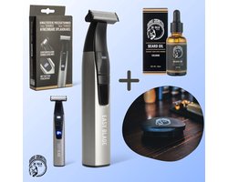 Barnie Cosmetics® Easy Blade - Professionele Baardtrimmer - Incl. Luxe baardolie en baard bostel - Draadloos - Waterdicht - Instelbare Lengte - Voor mannen - Stil