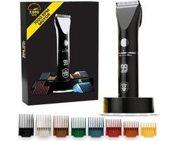 Draadloze Baardtrimmer voor Mannen - Elektrische Baard- en Haartrimmer met 8 Kleurengidsen en 45 Trimlengtes - Extra Scherpe Snijbladen - Reistas