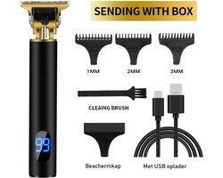 Draadloze Haartrimmer - Zwart Goud met LCD - Nieuwste Model - Tondeuse Mannen - Geschikt voor Hoofdhaar/Baardhaar/Lichaamshaar - Trimmer - Draadloos Scheerapparaat - Compleet met 4 Opzetstukjes, oplader en onderhoudsmaterialen