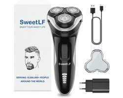 Elektrisch scheerapparaat voor heren met baardtrimmer en 4D-draaikoppen - Nat en droog gebruik, oplaadbaar en waterdicht