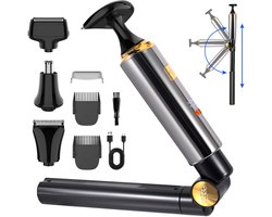 HATTEKER 4-in-1 Lichaamstrimmer Set - Rugtrimmer, Baardtrimmer, Neus-/Oortrimmer & Precisietrimmer - LED Display - Verbeterde