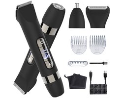 HATTEKER Multifunctionele Trimmer Set - Baardtrimmer - Scheerapparaat - Neushaartrimmer - Gezichtstrimmer - Tweezijdig Ontwerp - 4-in-1