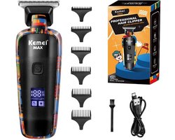 Kemei MAX - 5090 - Professionele Draadloze Haar Baardtrimmer - Digitale Display - Tondeuse - Hoofdhaar - Graffiti Design - Kapper