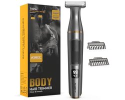 Kibiy Elektrisch scheerapparaat voor mannen, met led-display, voor gezicht, lichaam en intieme zone, waterdichte IPX7 lichaamshaartrimmer met geleidingskammen, type-C opladen