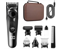 Kraftverdia® - 5-in-1 Baardtrimmer Mannen + Travel Bag - Hair clipper -Trimmer voor Baard - Hair trimmer - Neustrimmer - Bodygroomer mannen - Multigroomer - Beste cadeaus voor mannen