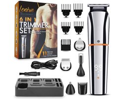 Lenéve 6 in 1 haartrimmer - Baardtrimmer mannen - Neustrimmer - Haarverwijderaar - Tondeuse - Oplaadbaar - Trimmerset - 6 opzetstukken - Tondeuse mannen hoofdhaar - body groomer