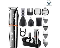 LifeStages - Tondeuse Hoofdhaar - Baardtrimmer - Elektrische Tondeuse - Draadloze Tondeuse voor Neushaar - Precisietrimmer - Waterdicht - IPX6 Oplaadbare LED Stroomindicator - 6-in-1 Kit - Trimmer Scheermes