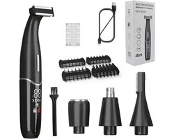 Multifunctioneel elektrisch scheerapparaat 4-in-1 voor baard, neus en wenkbrauwen, waterdicht en roestvrij staal, USB-oplaadbaar