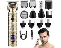 OKWISH Tondeuses - Heren Scheerapparaat - Multifunctionele Scheermachine - 7-in-1 Trimmer - Neushaartrimmer - Volledig Metalen Trimmer - Goud