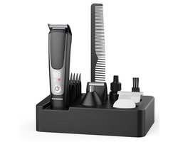 Oplaadbare Haartondeuse Set – 5W – Inclusief U-mes, T-mes, Graveermes & Neustrimmer – Opzetkammen 3/6/9/12 mm – LED-Indicator – 70 dB Stil – Voor Haar & Baard