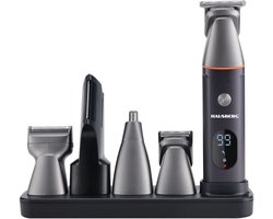 Oplaadbare Haartondeuse Set – 600mAh Li-ion – 90 min Gebruikstijd – Bedraad & Draadloos – IPX6 Waterdicht – LED-Display – Inclusief U-mes, T-mes, Neustrimmer & Scheermes – Voor Haar & Baard