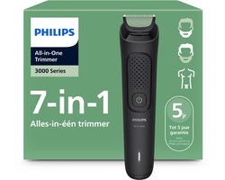 Philips Series 3000 Multigroom - Baardtrimmer - 7 in 1 - Neushaartrimmer - Face&Hair&Body - Opbergzakje - Zwart - MG3935/15