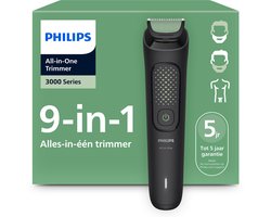 Philips Series 3000 Multigroom - Baardtrimmer - 9 in 1 - Neushaartrimmer - Intimate trimmer - Face&Hair&Body - Opbergzakje - Zwart - MG3945/15
