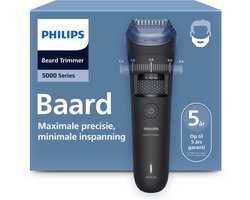 Philips Series 5000 Baardtrimmer mannen - 2 Trimkammen - Precisietrimmer - Waterproof - Haaropvangsysteem - Opbergzakje - Zwart - BT5775/15