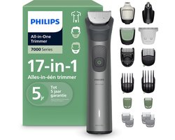 Philips Series 7000 Multigroom - Baardtrimmer - 17 in 1 - Neushaartrimmer - Precisietrimmer - Lichaamstrimmer - Wenkbrauwtrimmer - Face&Hair&Body - Scheersensor - Opbergzakje - Staal - MG7951/15
