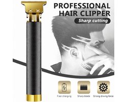 Professionele baard- en haartrimmer, koolstofstaal TTypevormig mes, botsingsvrije technologie –zwart