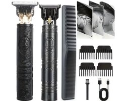 Professionele Haar- en Baardtrimmer Set voor Mannen – Draadloos & Oplaadbaar – Elektrische Trimmer met 4 Opzetkammen