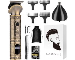 Sansbeauté 2-in-1 Baardtrimmer Mannen - Trimmer voor Baard en Lichaam - Incl. 2 opzetstukken - Bodygroomer Mannen - Bodytrimmer Heren - Haar trimmer - Tondeuse - 0.5-15MM - Neus en Oor - Trimapparaat - Baard Machine