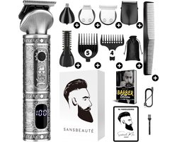 Sansbeauté 6-in-1 Baardtrimmer Mannen - Trimmer voor Baard en Lichaam - Incl. 6 opzetstukken - Bodygroomer Mannen - Bodytrimmer Heren - Tondeuse - 0.5-15MM - Neus en Oor - Multitrimmer - Haar trimmer - Baard Machine - Multigroomer
