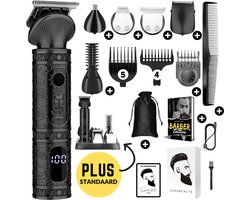 Sansbeauté 7-in-1 Baardtrimmer Mannen + Standaard - Trimmer voor Baard en Lichaam - Incl. 6 opzetstukken - Sansbeauté® - Bodygroomer Mannen - Bodytrimmer Heren - Haar trimmer - Tondeuse - 0.5-15MM - Neus en Oor - Baard Machine - Multigroomer