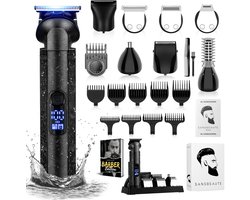 Sansbeauté 8-in-1 Baardtrimmer Mannen - Trimmer voor Baard en Lichaam - Incl. 8 opzetstukken - Bodygroomer Mannen - Bodytrimmer Heren - Haar trimmer - Tondeuse - 0.5-15MM - Neus en Oor - Trimapparaat - Baard Machine - Multigroomer