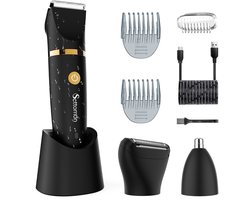 Scttomon 3-in-1 Elektrische Heren Trimmer – Baardtrimmer, Lichaamshaartrimmer & Neustrimmer – Waterdicht, USB Oplaadbaar – Zwart