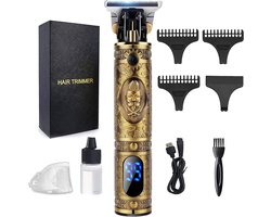 Thijox - Professionele Tondeuse voor Mannen, Snoerloze Baardtrimmer met LED-display, T-vormige Precisie Hair Trimmer Set, Zelfslijpende Snijmessen voo