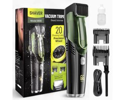 Vacuüm baardtrimmer/ Baardtrimmer met 20 lengtes en stijlen- Trimmer- sterke motor -Verstelbaar 1-20mm - Ingebouwde afzuiging voor snor - Baard - Gezichtshaar- Precisie -Trimmer- Waterdicht - Lange batterij duur - Schoonmaken onder de douche