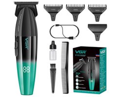 VGR 906 Fresh Fade Professional Hair Clipper, 9000rpm Zero Gapped Beard Trimmer for Men, DLC T-Blade Cordless Hair Clipper for Hairdressers and USB Rechargeable, Green